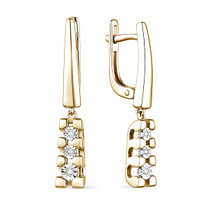 Серьги с английским замком из серебра с бриллиантом