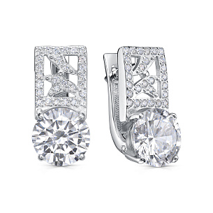 Серьги с английским замком из серебра с фианитами