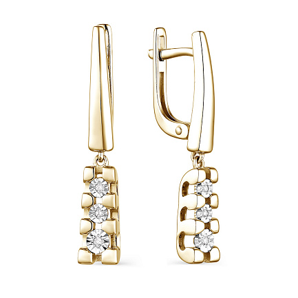 Серьги с английским замком из серебра с бриллиантами