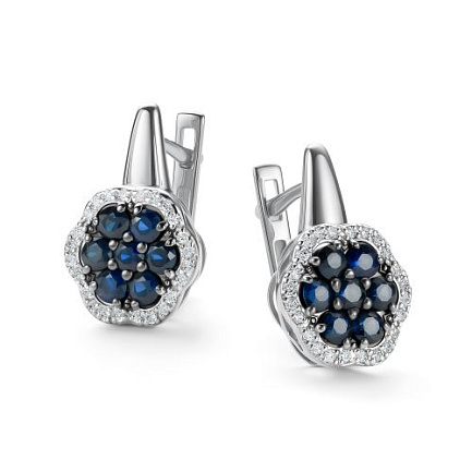 Серьги с английским замком из белого золота с бриллиантами