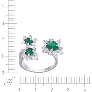 Кольцо из белого золота с изумрудом