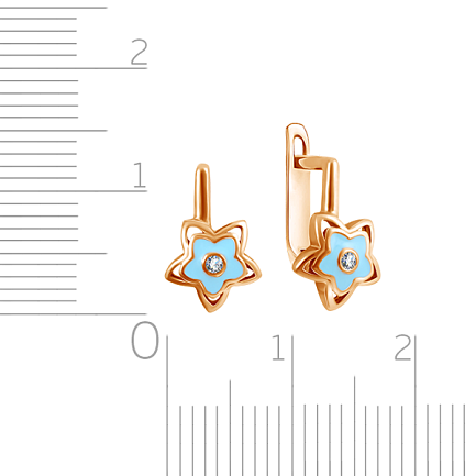 Серьги детские из красного золота с фианитом