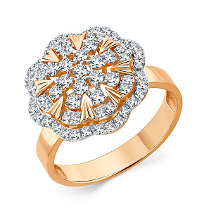 Кольцо из красного золота с бриллиантами