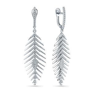 Серьги с английским замком из белого золота с бриллиантом