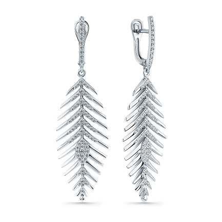 Серьги с английским замком из белого золота с бриллиантами