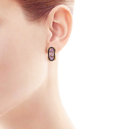 Серьги с английским замком из красного золота с аметистом