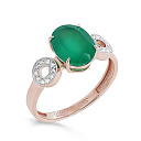 Кольцо из красного золота с бриллиантами, ониксом