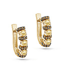 Серьги с английским замком из желтого золота с бриллиантами