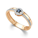 Кольцо из красного золота с бриллиантами, сапфиром
