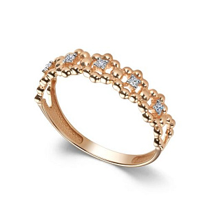 Кольцо из красного золота с бриллиантом