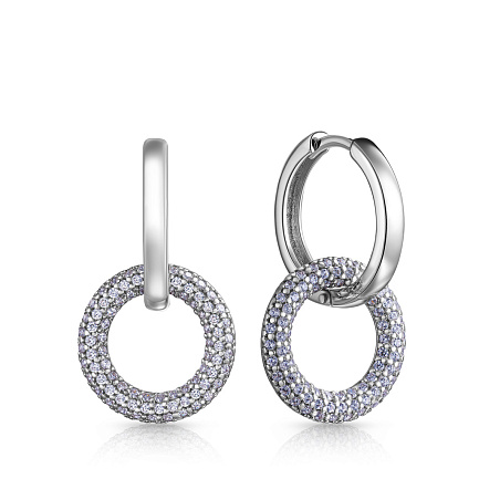 Серьги с английским замком из серебра с фианитом