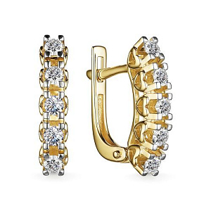 Серьги с английским замком из желтого золота