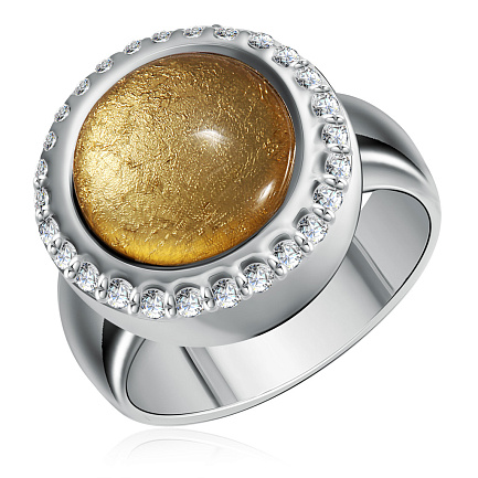 Серебряное кольцо с ювелирной смолой и фианитами