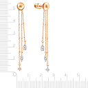 Пусеты из красного золота с фианитом