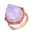 Кольцо из красного золота с аметистом, сапфирами