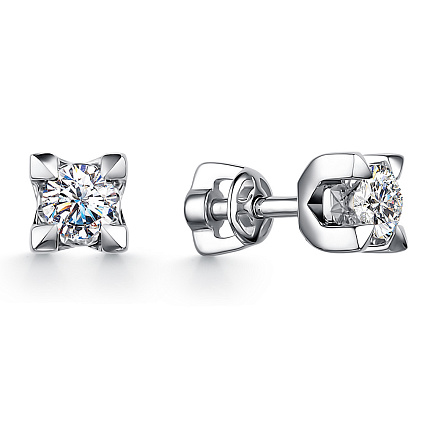 Пусеты из белого золота с бриллиантами