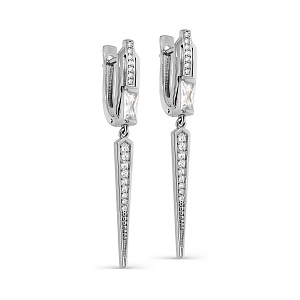 Серьги с английским замком из серебра с фианитами