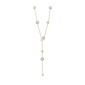 Колье из желтого золота с топазами, плетение якорное