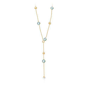 Колье из желтого золота с топазом, плетение якорное