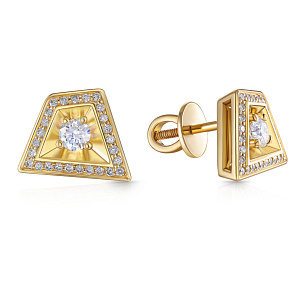 Серьги Пусеты из желтого золота с бриллиантами