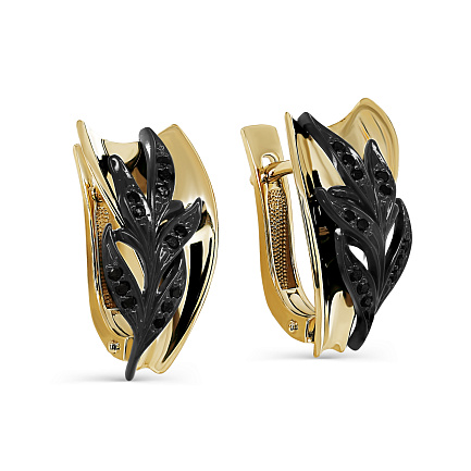 Серьги с английским замком из желтого золота