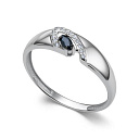 Кольцо из белого золота с бриллиантами, сапфиром