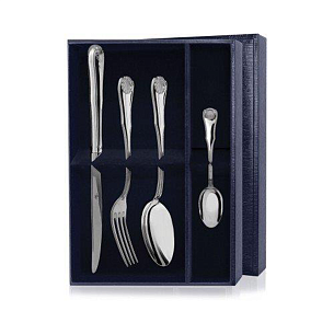 Набор серебряных столовых приборв Визит, 4 предмета