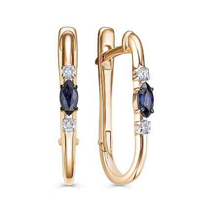 Серьги с английским замком из красного золота с бриллиантами