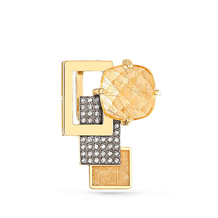 Подвеска из желтого золота с бриллиантами, кварцем