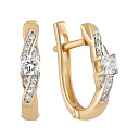 Серьги с английским замком из красного золота с бриллиантами