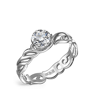 Кольцо из белого золота с бриллиантом