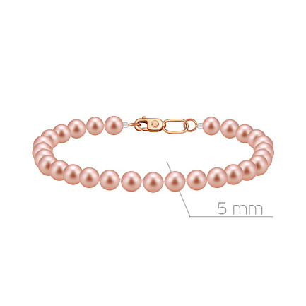 Браслет декоративный из красного золота с жемчугом