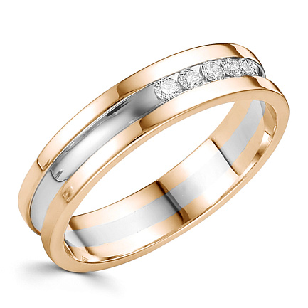 Кольцо обручальное из комбинированного золота