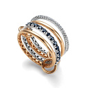 Кольцо из красного золота с бриллиантами, сапфирами