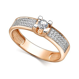 Кольцо из красного золота с бриллиантами