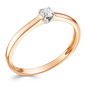 Кольцо из красного золота с бриллиантом