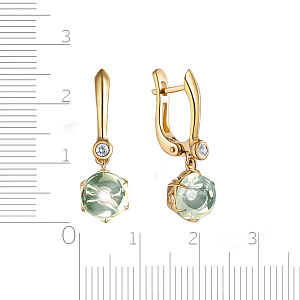 Серьги с английским замком из желтого золота с бриллиантами