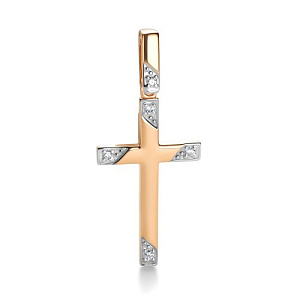 Крест из красного золота с бриллиантами