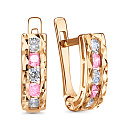 Серьги с английским замком из красного золота с фианитами