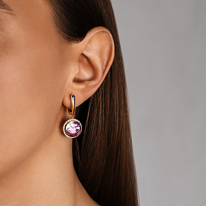 Серьги с английским замком из желтого золота с бриллиантами