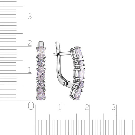 Серьги с английским замком из серебра с фианитом