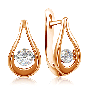 Серьги с английским замком из красного золота с бриллиантами