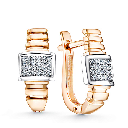 Серьги из красного золота с бриллиантами