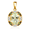 Подвеска из желтого золота с бриллиантами, хризолитом