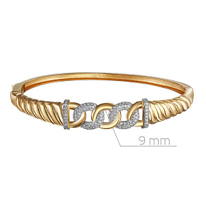 Браслет жесткий из красного золота с фианитом