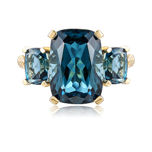 Кольцо из желтого золота с бриллиантами, топазом