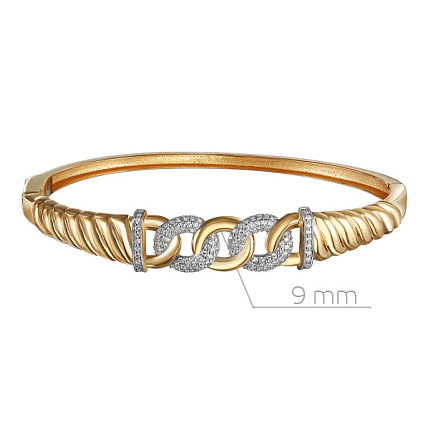 Браслет жесткий из красного золота с фианитом