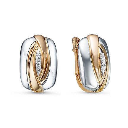 Серьги с английским замком из красного золота с бриллиантами