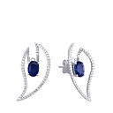 Пусеты из белого золота с бриллиантами, сапфирами