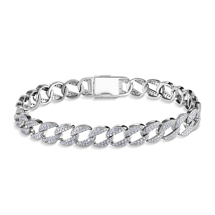 Браслет декоративный из серебра с фианитом